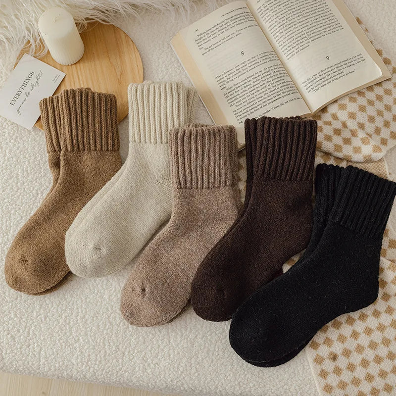 SP&CITY Winter Thickened Wool Socks Women’S Breathable Comfortable Plush Low Tube Snow Socks Korean Simple Warm Cashmere Socks