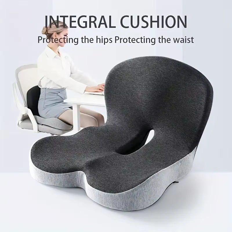 Ergonomic Seat Cushion with Backrest,Soft, Supportive, and Washable Office Chair Pad for Hip and Waist Comfort, Ideal for Long S